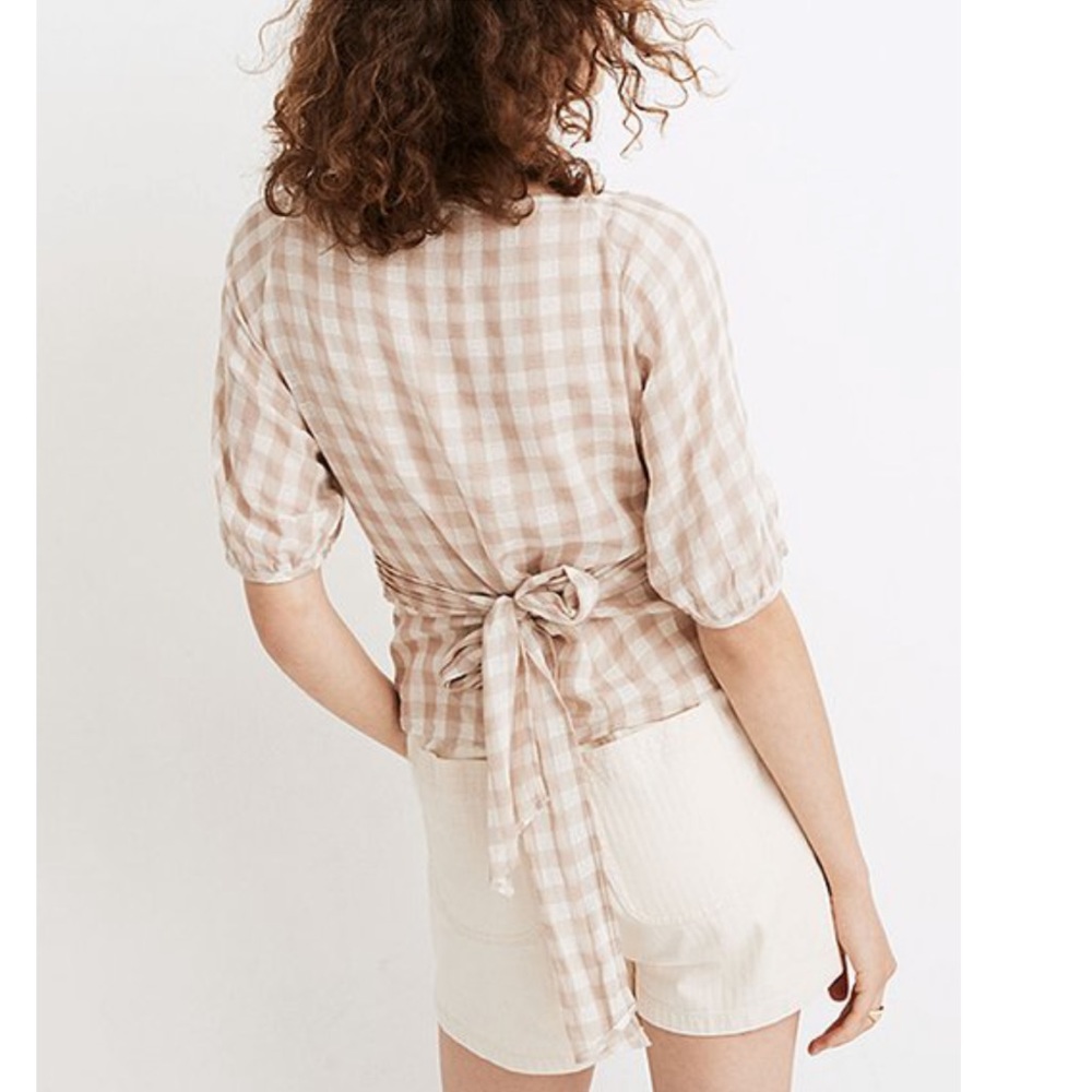 Madewell Cross Hatch Plaid Gingham Sweetheart Top - Picture 5 of 5